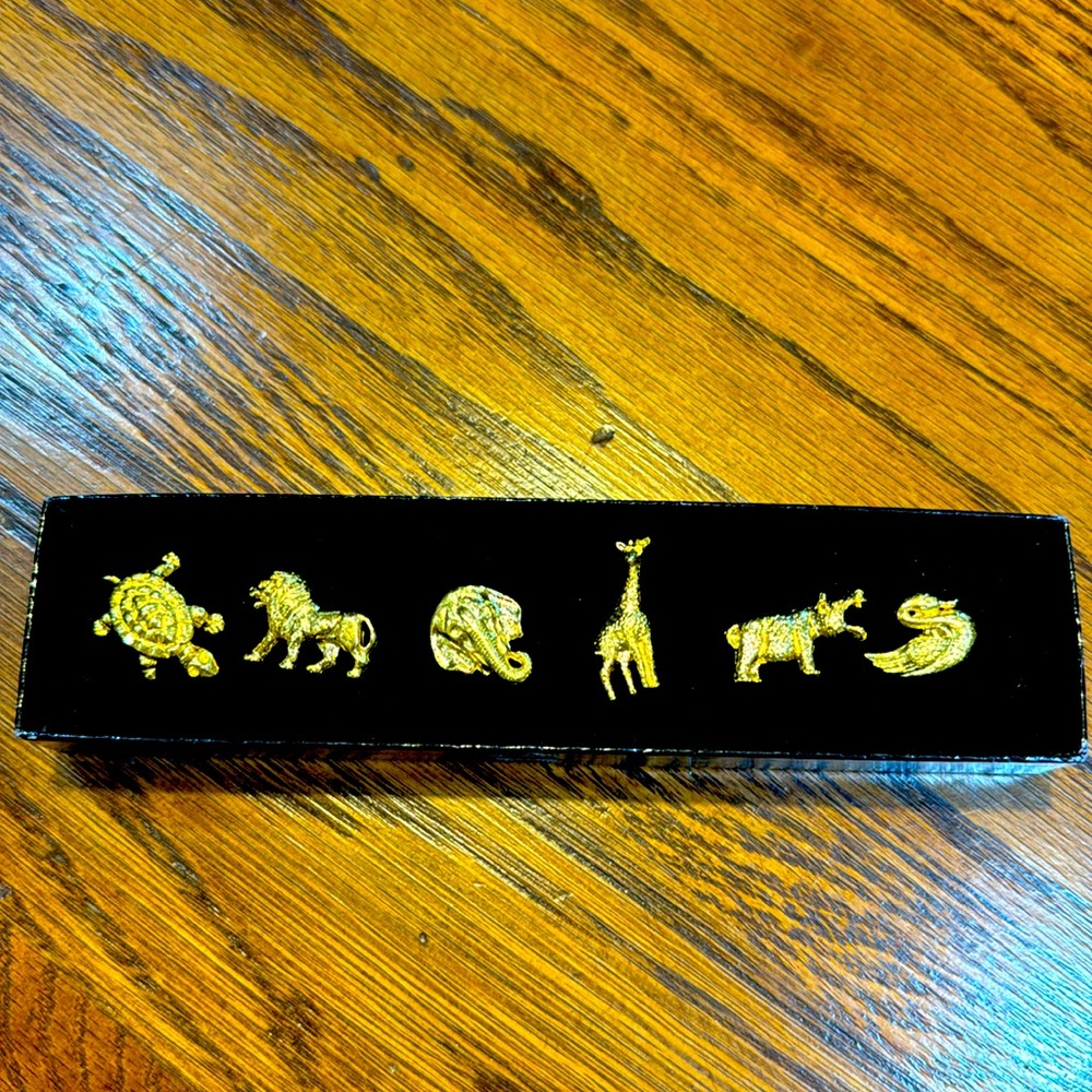 Pin set of 6 different gold lapel pins.